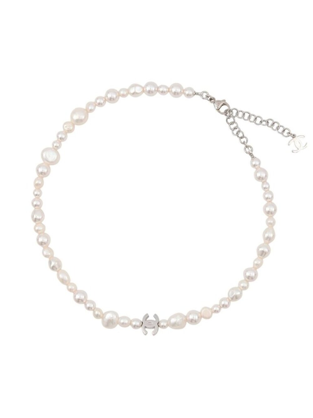 Chanel Necklace Faux Pearl CC Logo